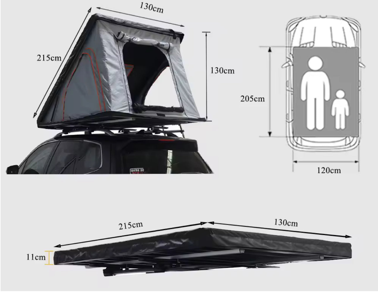 The RoadTripper Basic black daktent